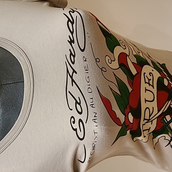 Ed hardy long logo "true" t-shirt size Medium light gray - Picture 4 of 10